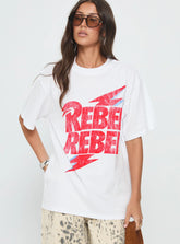 Rebel Rebel Oversized Graphic Top White